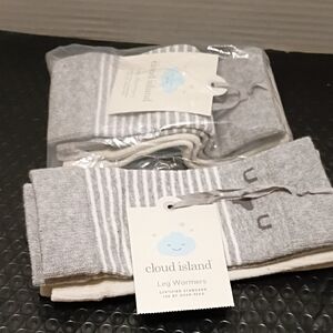 Cloud Island Striped Gray and White Leg Warmers